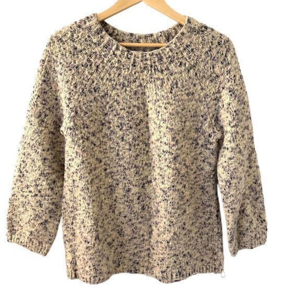 Lou & Grey Eyelash Fuzzy Chunky Plush Cozy 3/4 Sleeve Mock Neck‎ Sweater Size M